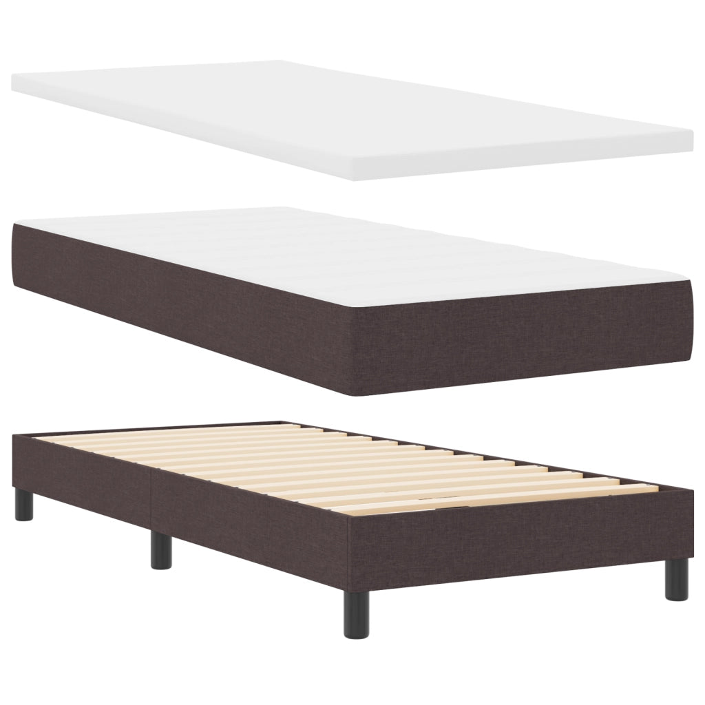 Letto a molla con materasso Marrone Scuro 90x190 cm Tessuto