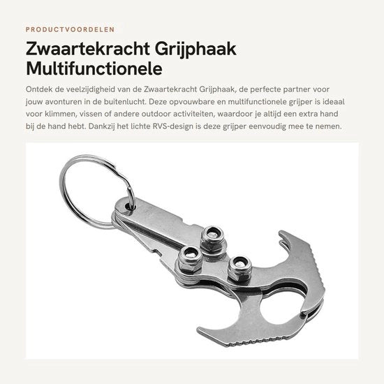 Gancio RVS - Grappolo Opieggibile - Grappolo Multifunzionale - Portatile - Sostenibile - Due Anelli in Gomma