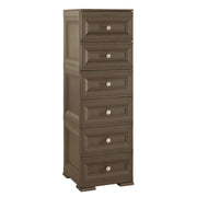 CASSETTIERA ALTA 6 CASSETTI PICCOLI WENGÉ 40X43X125 CM – MOBILE VERTICALE SALVASPAZIO PER ORGANIZZAZIONE CASA E INGRESSO