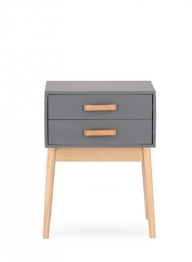 Cassettiera 2 Cassetti Legno Grigio Moderna da Interno - EXCEPTIONAL