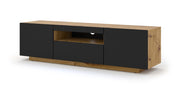Mobile TV sospeso o a terra 150x42/36x37 Cm STAND AURA struttura Rovere e frontali Nero opaco