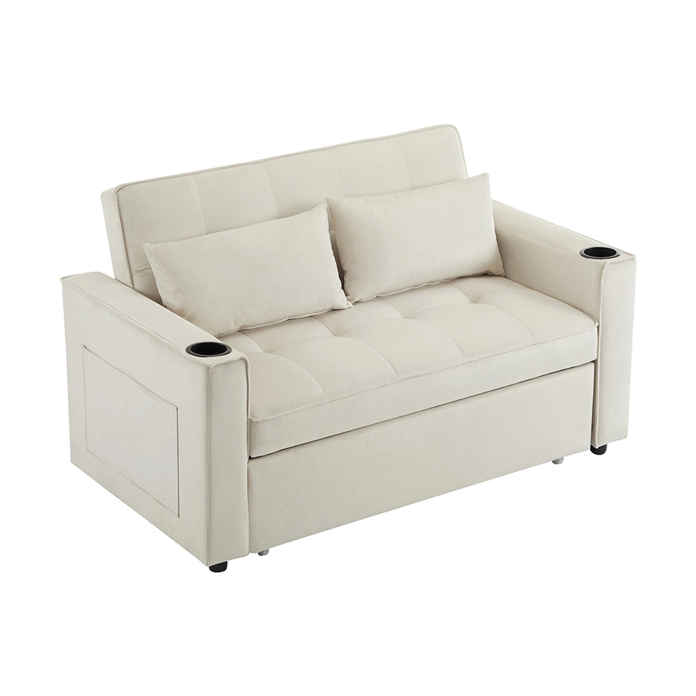 Divano letto 2 posti - Xylo - Portabicchieri cuscini beige