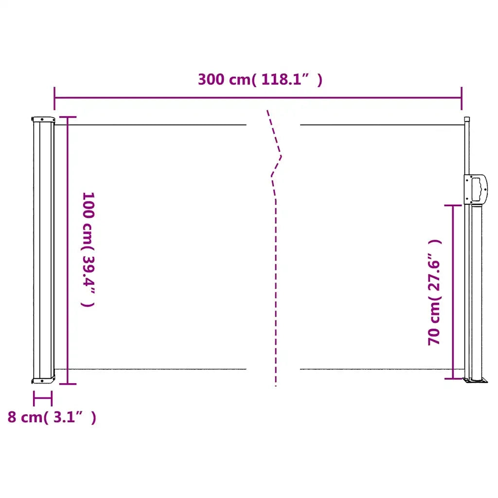 Tenda da Sole Laterale Retrattile Marrone 100x300 cm 4004269