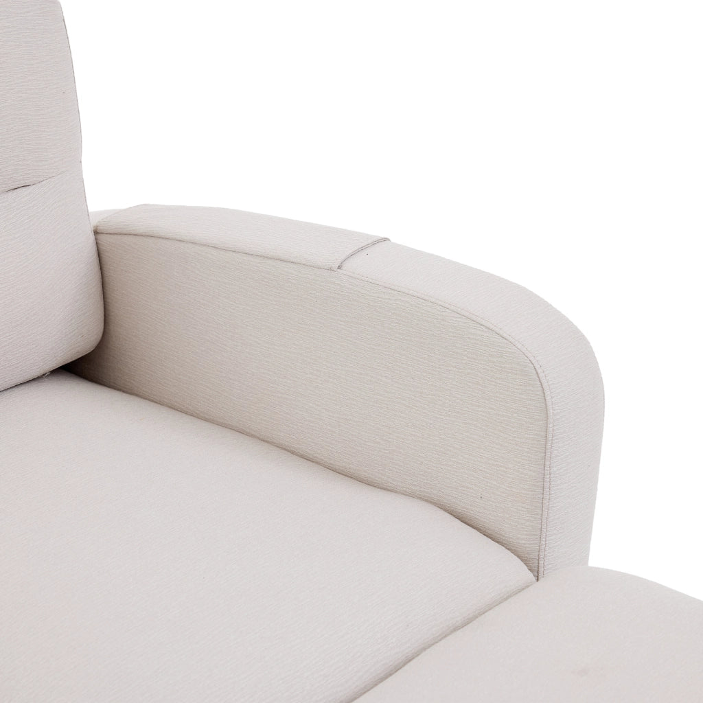 Divano angolare a L 3 posti con chaise longue e tasche laterali, beige, 204x136x80 cm