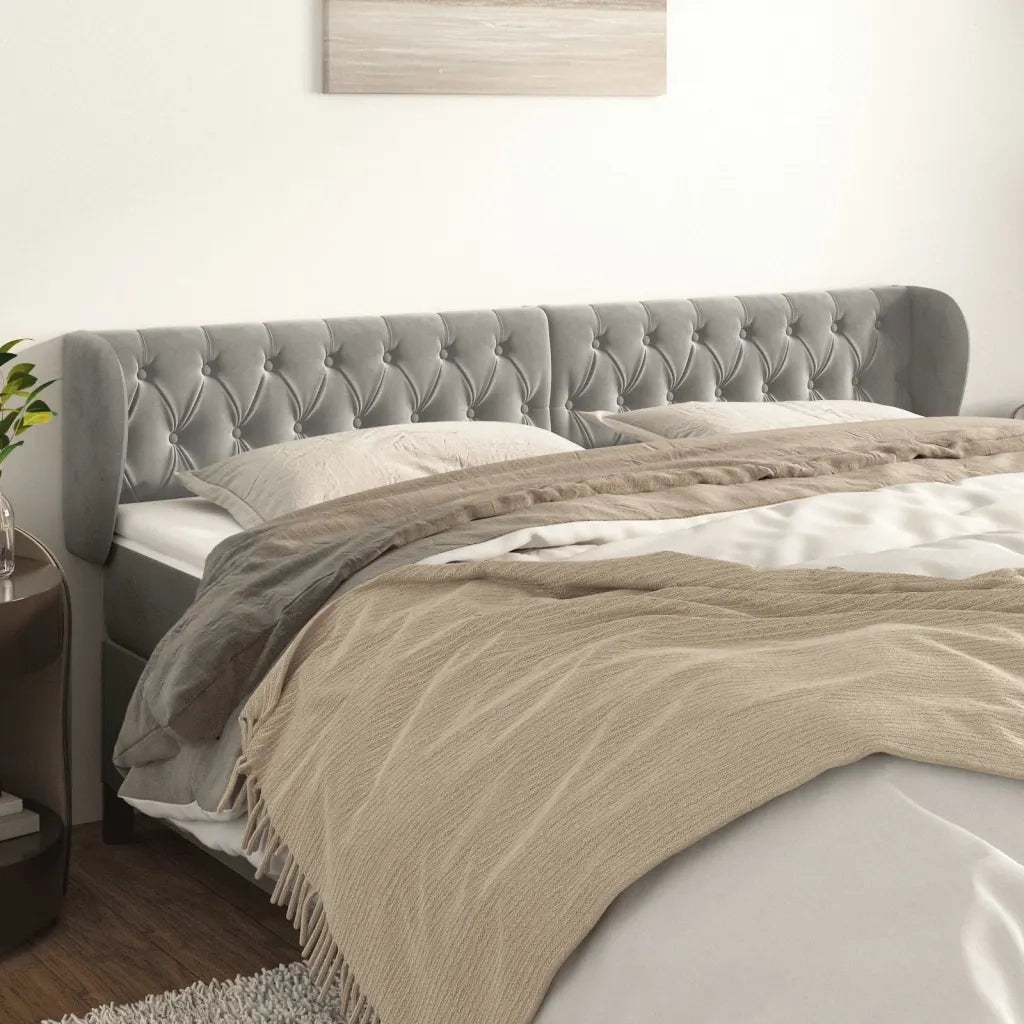 Testiera ad Orecchio Grigio Chiaro 203x23x78/88 cm in Velluto 3117546