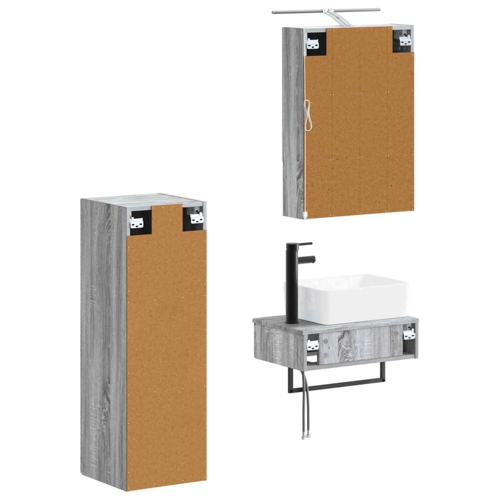 Set di Armadi da Bagno 4 pcs Sonoma grigio 50 x 14,5 x 70 cm 3407396