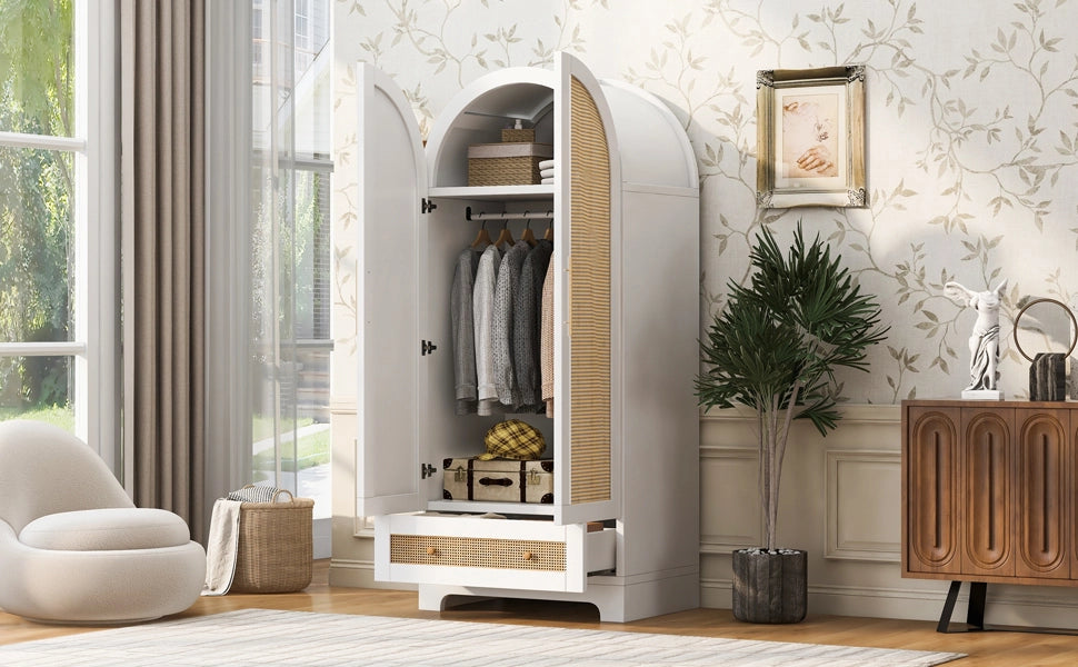 ARMADIO a 2 ante con 2 cassetti e vano interno 70x55x170 cm bianco