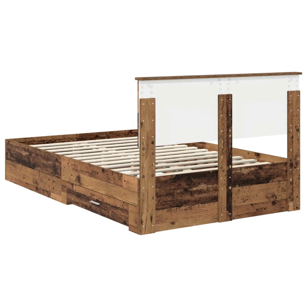 Letto matrimoniale | Letto per adulti | Struttura del letto con testiera Legno vecchio 120 x 190 cm