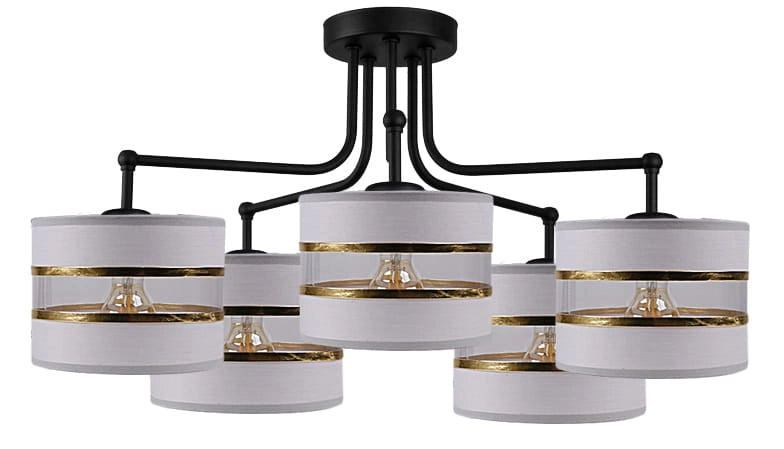 Lampadario Candellux ANDY 5xE27 nero oro vetro metallo