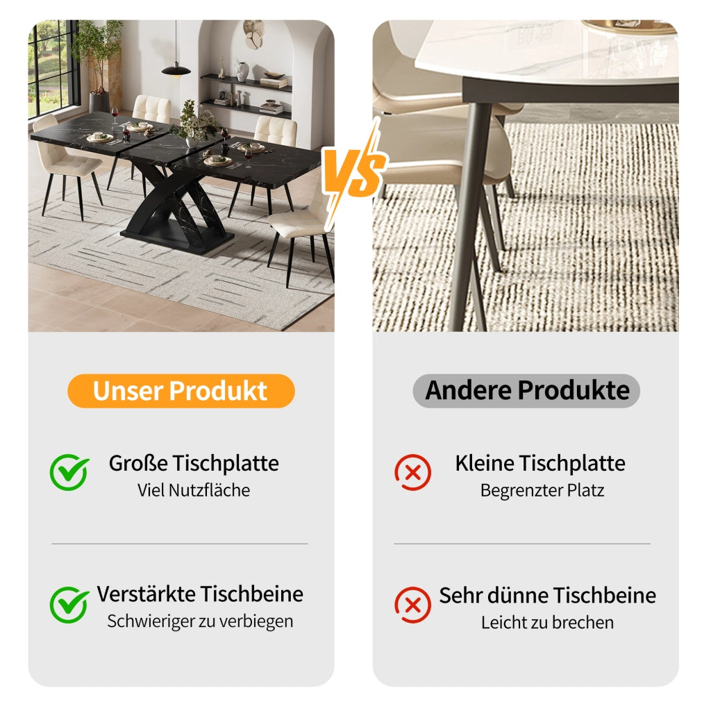 TAVOLO da pranzo allungabile 120-160 cm in MDF e metallo nero