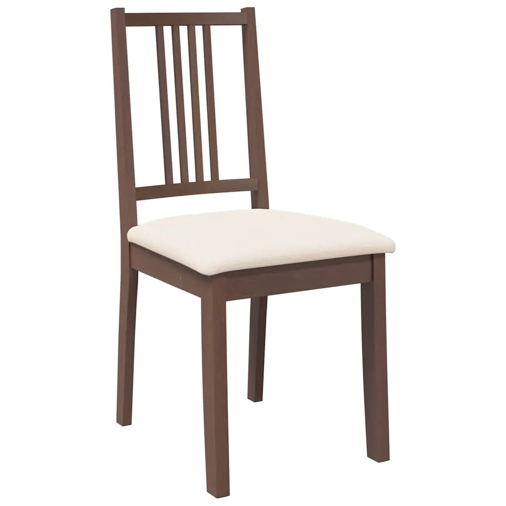 Sedie da Pranzo con Cuscini 2pz Marrone Legno Massello di Hevea 4102395