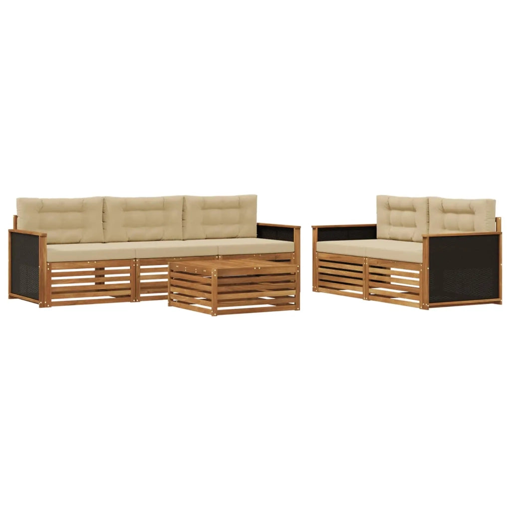 Set di divani da esterno 6 pz Naturale e Beige 3383016