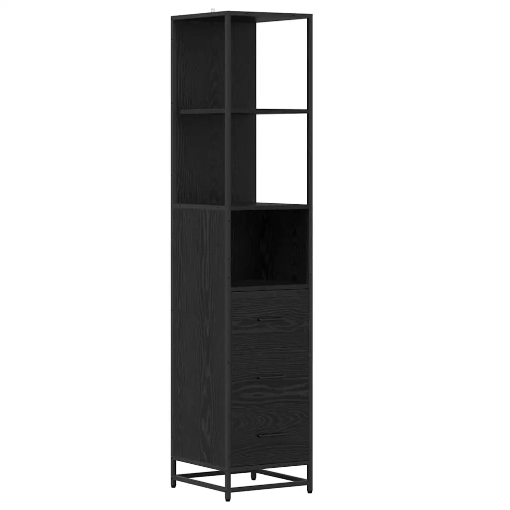 Set di mobili per il bagno 3 pcs Rovere Nero Legno multistrato