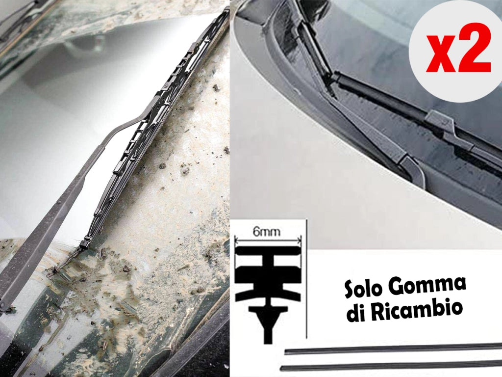 Coppia Gommini Refill Flat 28'' 700 mm Ricambio Universale Per Spazzole Tergicristallo In Ferro