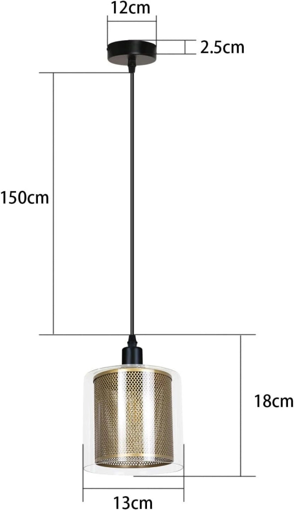 Lampada a sospensione ZMH vintage retr¨° vetro metallo industriale E14 per tavolo da pranzo