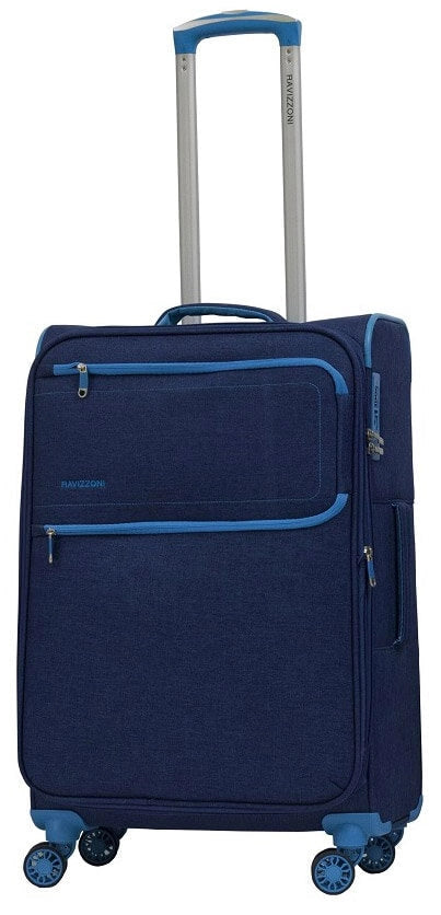 Set 3 Valigie Trolley Morbide in Poliestere 4 Ruote TSA Ravizzoni Nettuno Blu