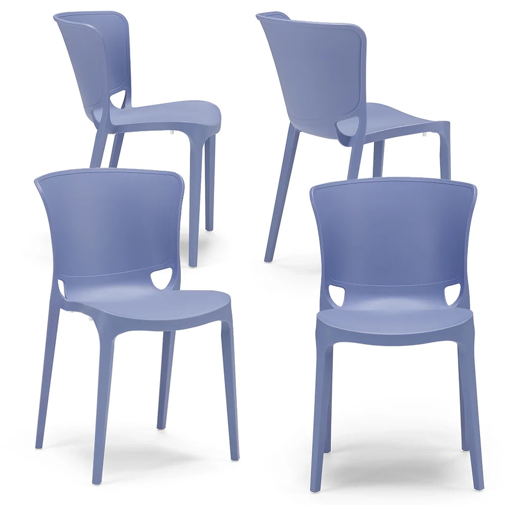 Set 4 sedie in polipropilene JUMBO, 100% MADE IN ITALY, impilabile, resistente ai raggi UV, design moderno, ideale per sala da pranzo, cucina, sala d’attesa, bar, ristoranti o giardino, colore Carta da Zucchero