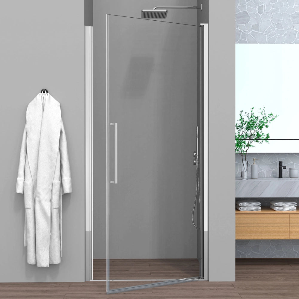 Porta doccia nicchia 85cm in vetro temperato trasparente battente con profilo cromo Neos