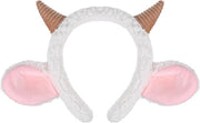 Accessori di costume per dierenschaap - Fascia per capelli con corna e orecchini - Capelli in lana di pecora - Bianchi - Elastici per capelli - Accessori unici e stili per feste tematiche.