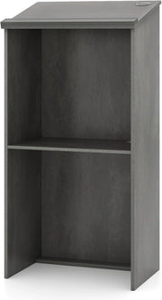 GIANTEX Podio per oratori in legno, leggio da terra con ripiano di stoccaggio e fori per cavi, pulpito per chiesa, aule, seminario, 58 x 40 x 117 cm (grigio)