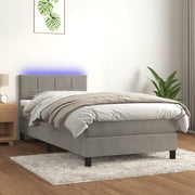 Letto a Molle con Materasso e LED Grigio Chiaro 80x200 cm Velluto 3134369