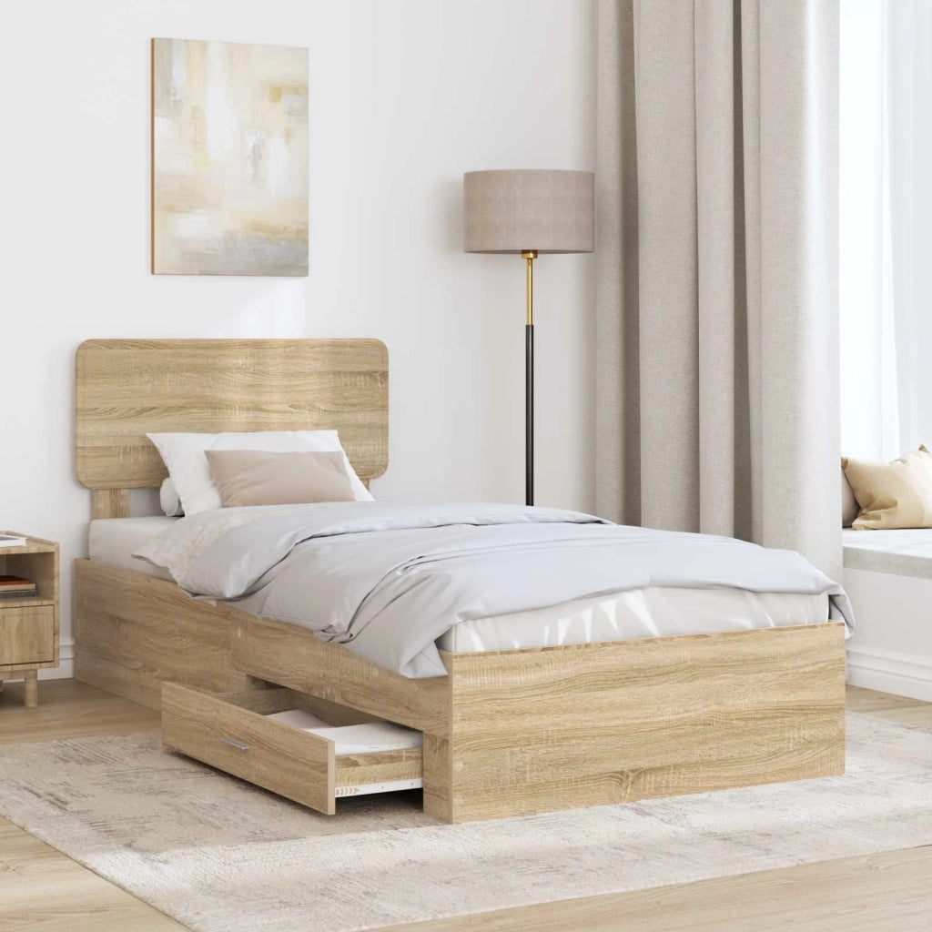 Struttura del letto Rovere Sonoma 90 x 190 cm Legno multistrato 3412429