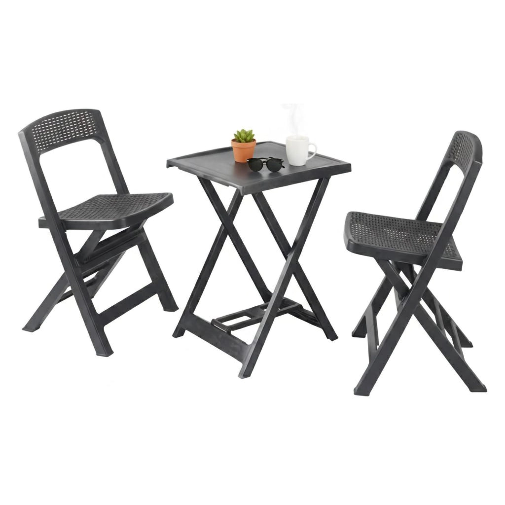 Salottino Outdoor Cassville, set Salotto da Esterno 2 Posti Made in Italy, Nero Antracite