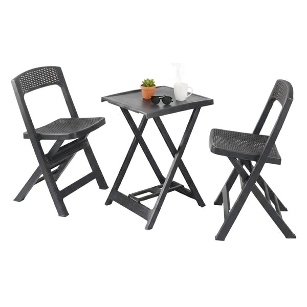 Salottino Outdoor Cassville, set Salotto da Esterno 2 Posti Made in Italy, Nero Antracite