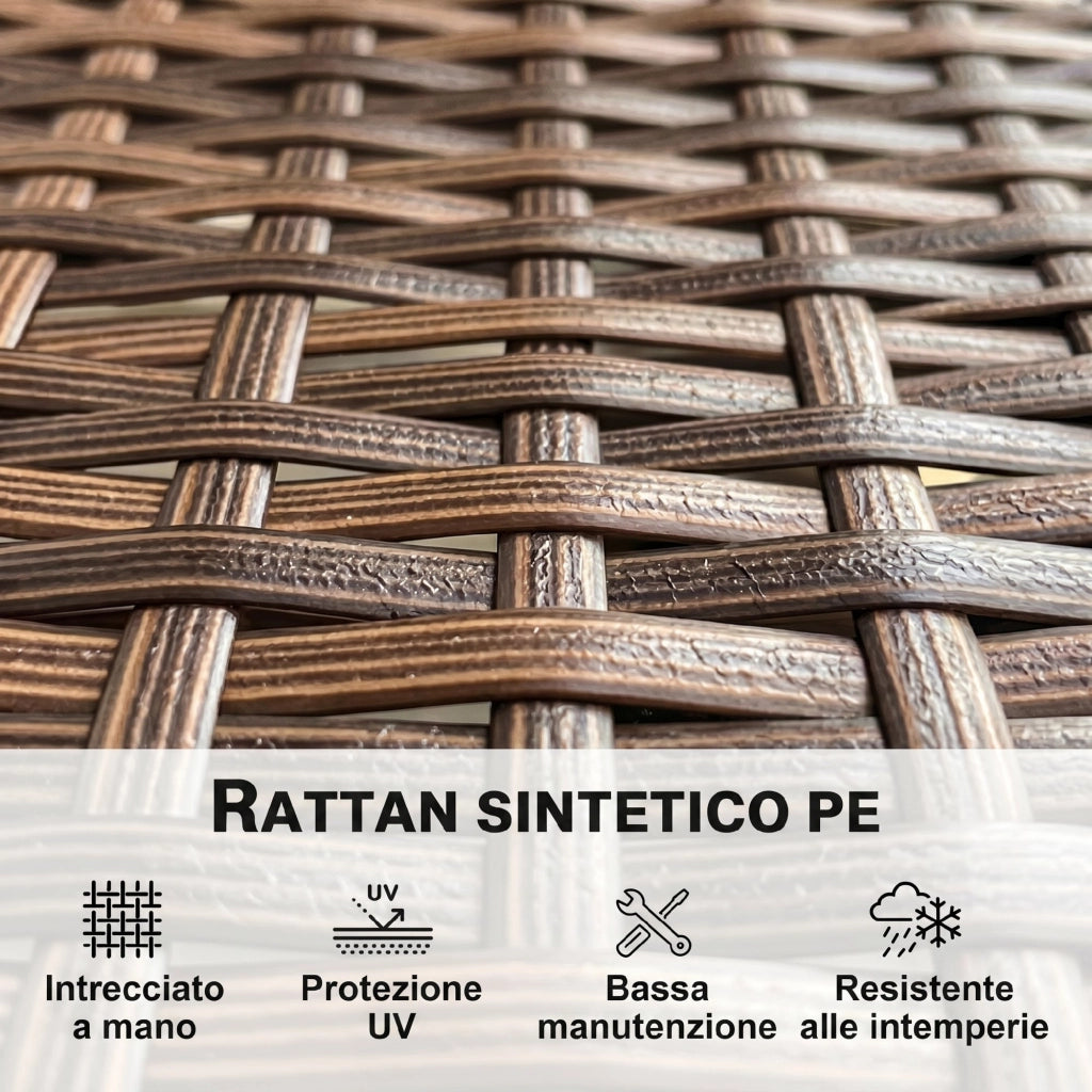 Divano da Giardino 2 Posti con Cuscini e Tappetini Antiscivolo, in Rattan e Acciaio, 115x63x85 cm, Beige