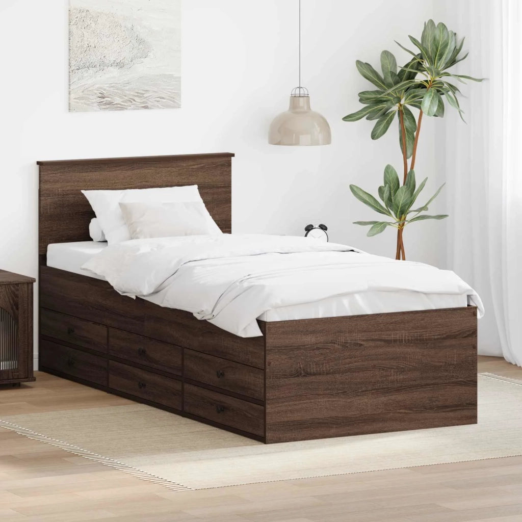 Letto singolo | Letto per adulti | Daybed Rovere Marrone e Nero 75 x 190 cm Legno multistrato