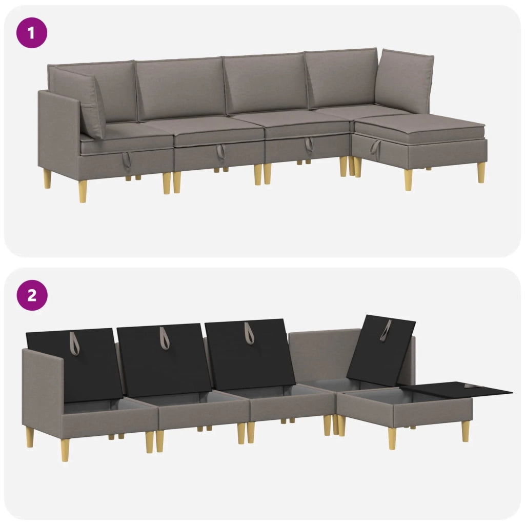 Set di divani modulari con spazio di archiviazione 5 pcs