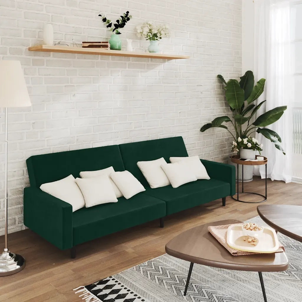 Divano letto | Sof¨¤ letto | Letto singolo a 2 Posti Verde Scuro in Velluto