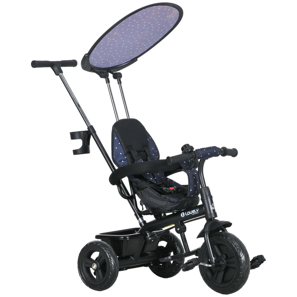 Triciclo per Bambini Pieghevole con Cestino ¨C zephmum ¨C Blu e Nero 105x47x98 cm