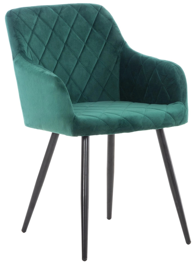 Sedia da pranzo Shila fodera a rombi Velluto,verde