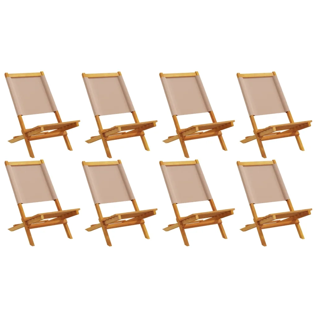 vidaXL Sedie Giardino Pieghevoli 8pz Tortora Tessuto e Legno Massello