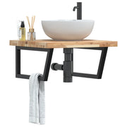vidaXL Ripiano a Parete per Lavabo in Acciaio e Massello di Acacia
