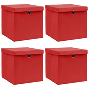 Scatole con Coperchi 4 pz Rosse 32x32x32 cm in Tessuto cod mxl 41981