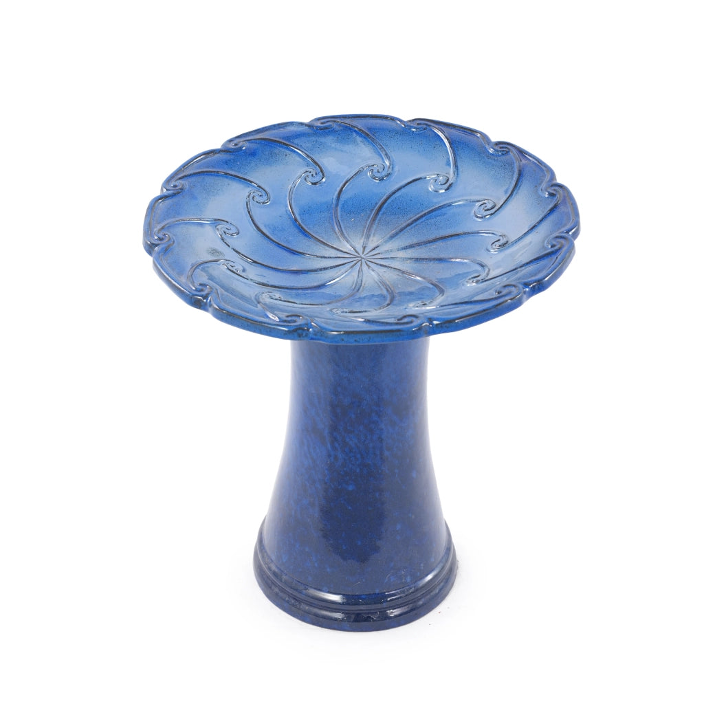 Bagno per Uccelli in Ceramica Blu Ø 43 cm H 45 cm, resistente al gelo