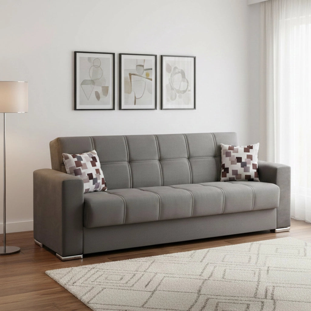 Arbano, Divano Letto 3 Posti Contenitore, 85x226 cm Nero