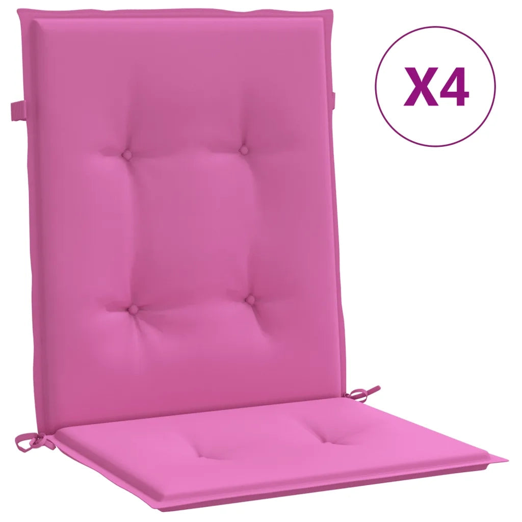 Cuscini per Sedia con Schienale Basso 4 pz | Cuscini per sedie Rosa in Tessuto