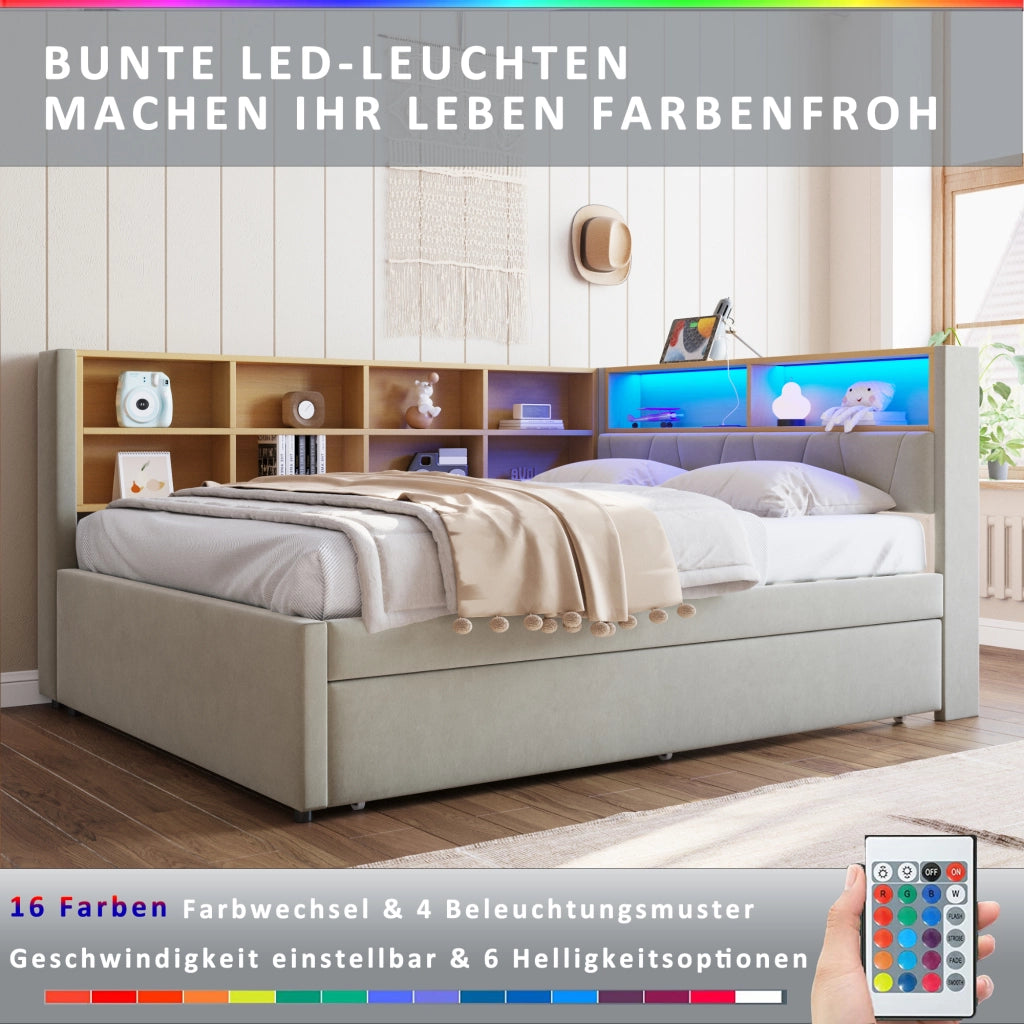 DIVANO LETTO 140x200 cm con letto estraibile 90x190 cm Flanella Grigio Chiaro