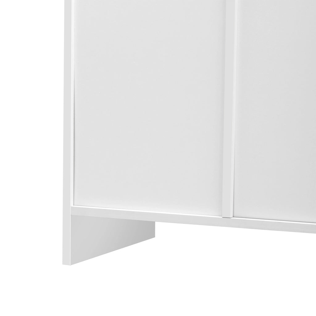 Credenza 4 Ante con 2 Cassetti e Vetro ¨C Xylo ¨C Legno Bianco e Rovere