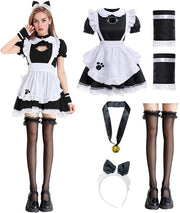 Costume di Servitrici Classico - Anime Costume - Abito da Cosplay - Nero/Bianco - Taglia M/L - Incluso Grembiule e Guanti - Abito da Servitrici