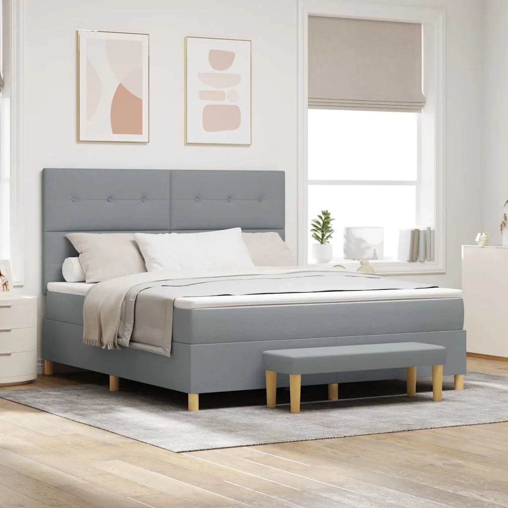 Letto a molle con materasso Grigio chiaro 180 x 200 cm Tessuto