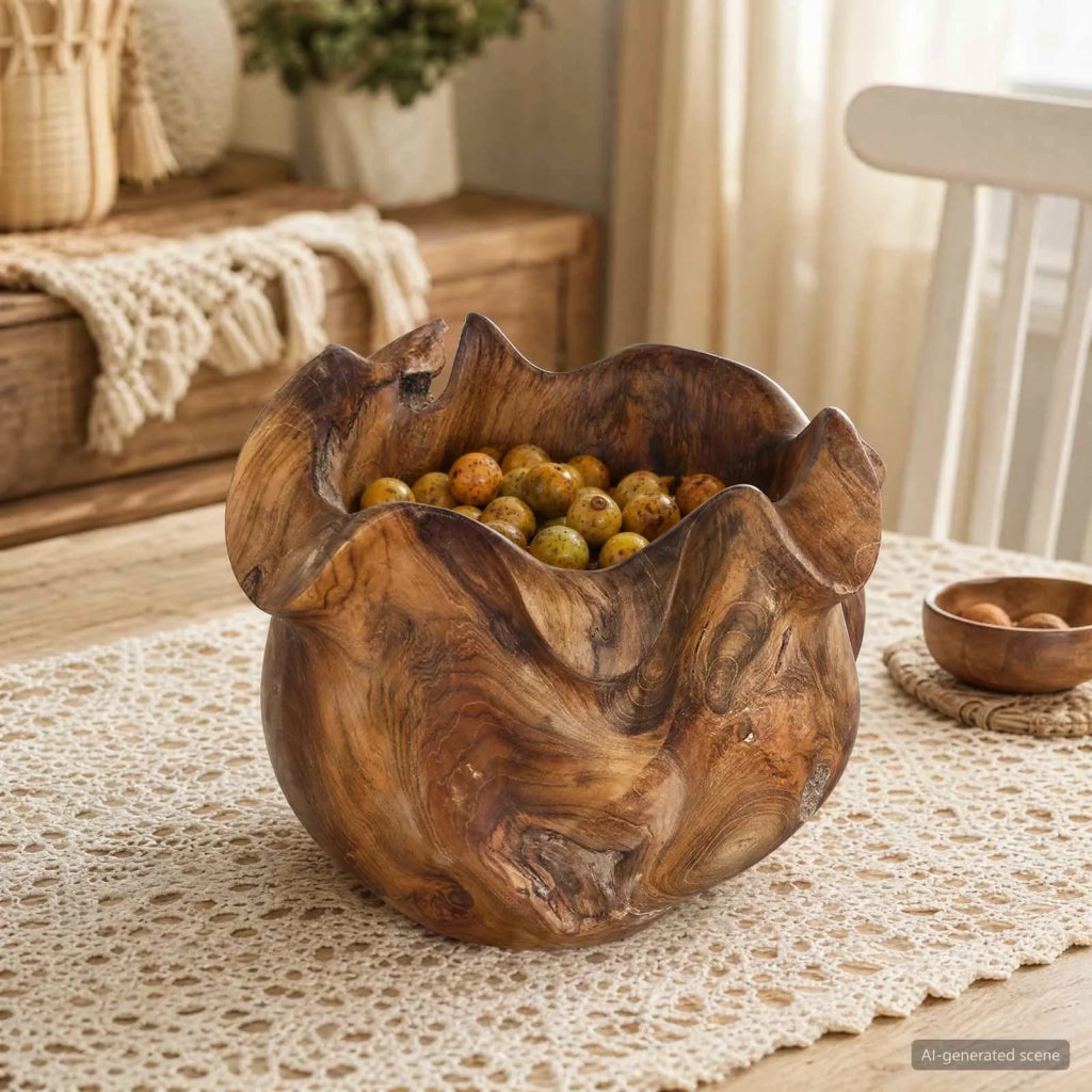 Portafrutta JEPARA Marrone Teak Ø 35 cm 42010345
