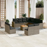 Set Divani da Giardino 12 pz con Cuscini Grigio in Polyrattan 3256515
