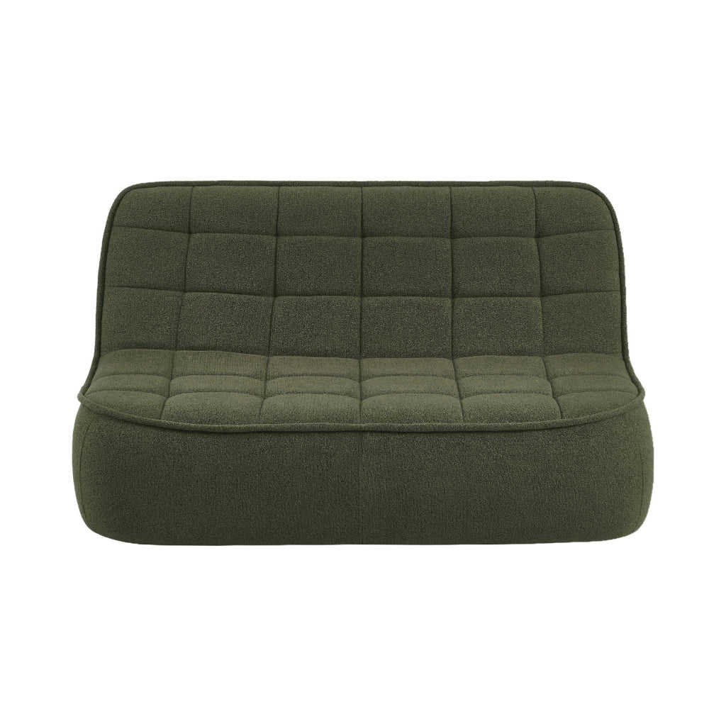 Poltrona in bouclé testurizzato, 2 posti, verde kaki
