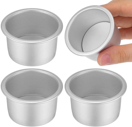 4 Stuks Mini Ronde Cakevorm Antiaanbaklaag in Alluminio con Base Rimovibile per Torta, Forma per Cuocere Formaggi, Matrimonio, Compleanni, Feste, Fai da Te