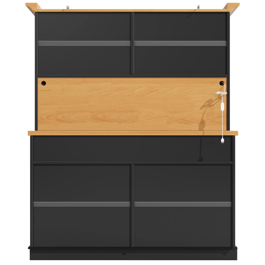 ARMADIO ALTO 140x40x180 cm Nero in MDF con LED RGB, anta in acrilico