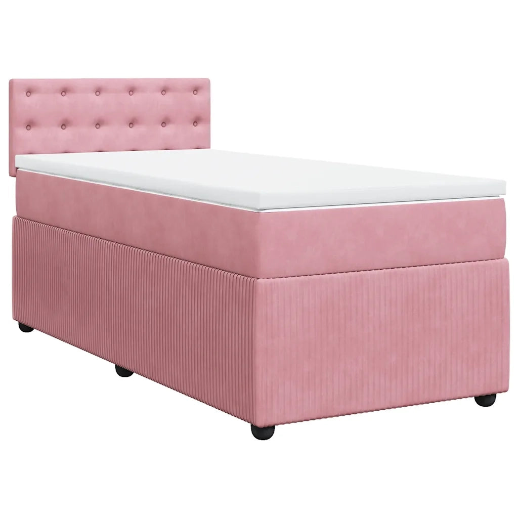Giroletto a Molle con Materasso Rosa 90x190 cm in Velluto 3289919